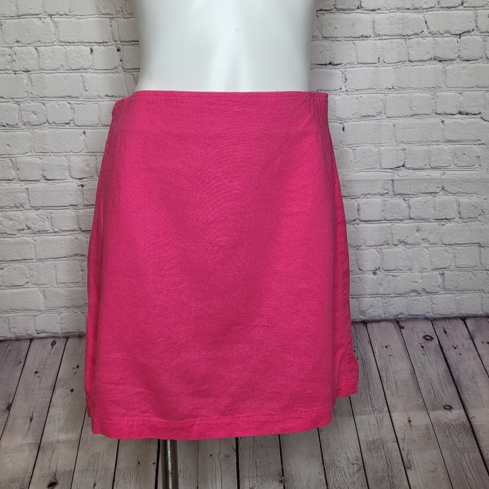 Old Navy Pink Linen/Rayon Skirt - Size M - Zipper & Hook Closure
